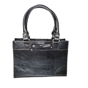 Y2K Vegan Leather Black Mini Bag Handbag Purse Bow Classic Preppy‎
